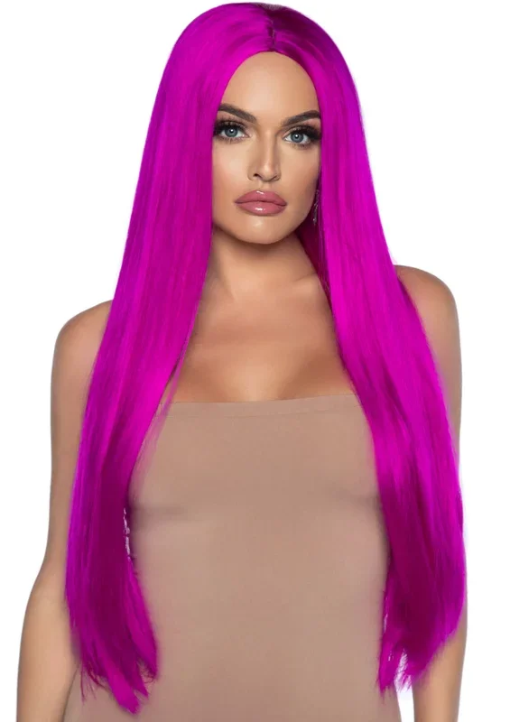 33 Inch Long Straight Center Part Wig – Raspberry