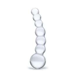 5″ Curved Glass Beaded Dildo