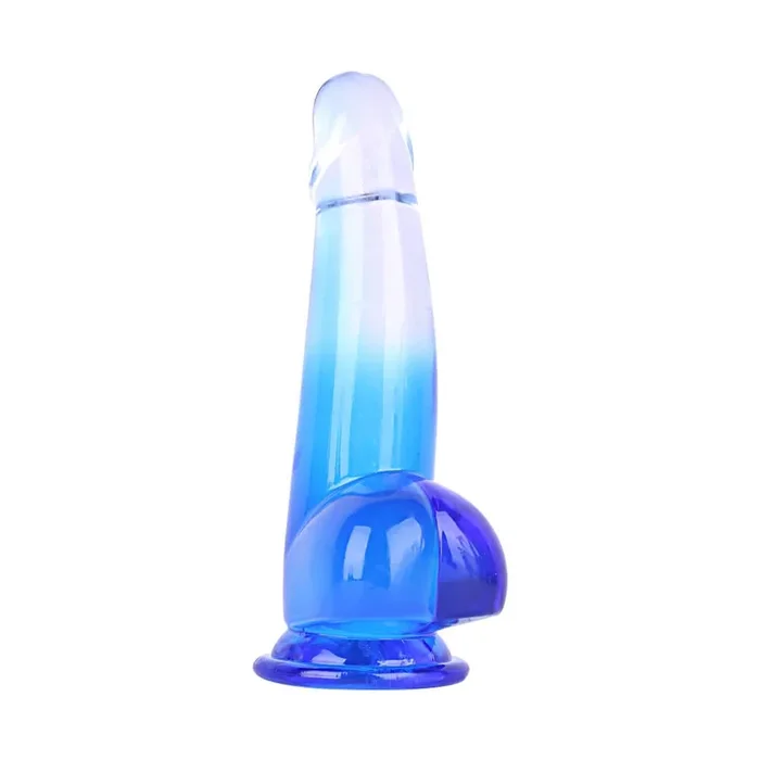 6 Inch Tpe Blue Clear Dildo with Balls