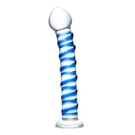 7.5″ Blue Spiral Glass Dildo