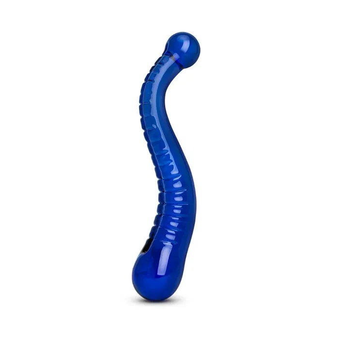 8″ Blue S-Swerve Ribbed Dildo