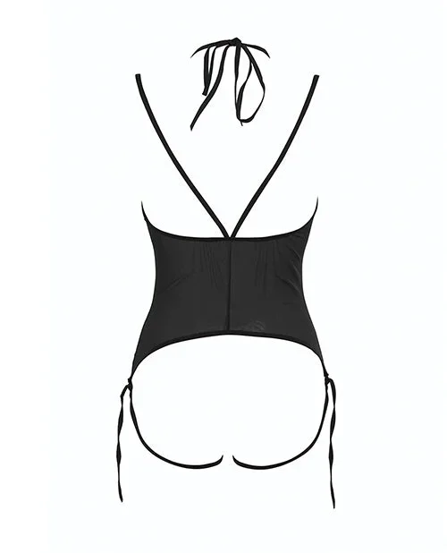 Allure Angelina Sheer Mesh Under Bust Teddy Black L/XL