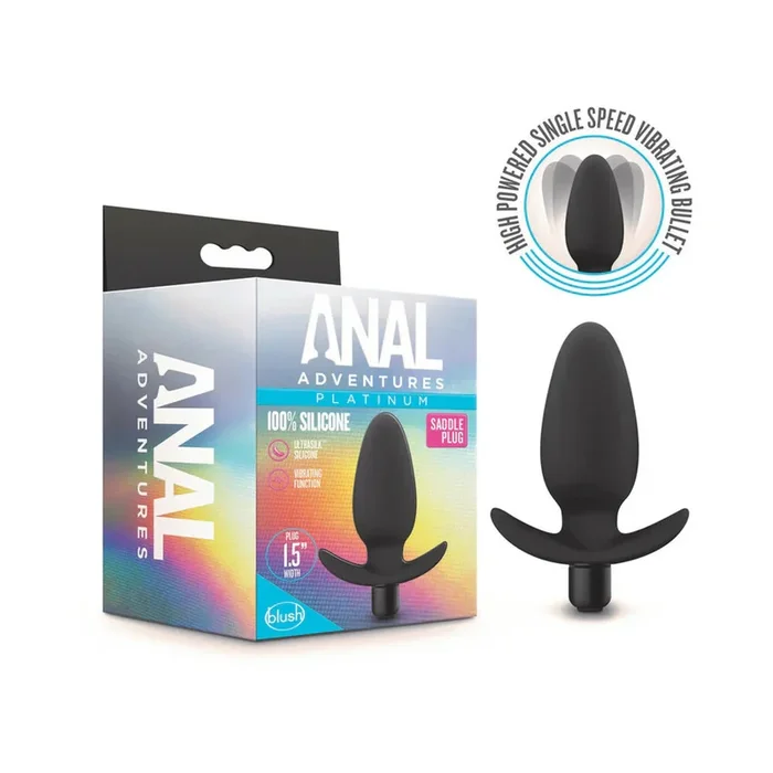 Anal Adventures Platinum Silicone Vibrating Saddle Plug Black