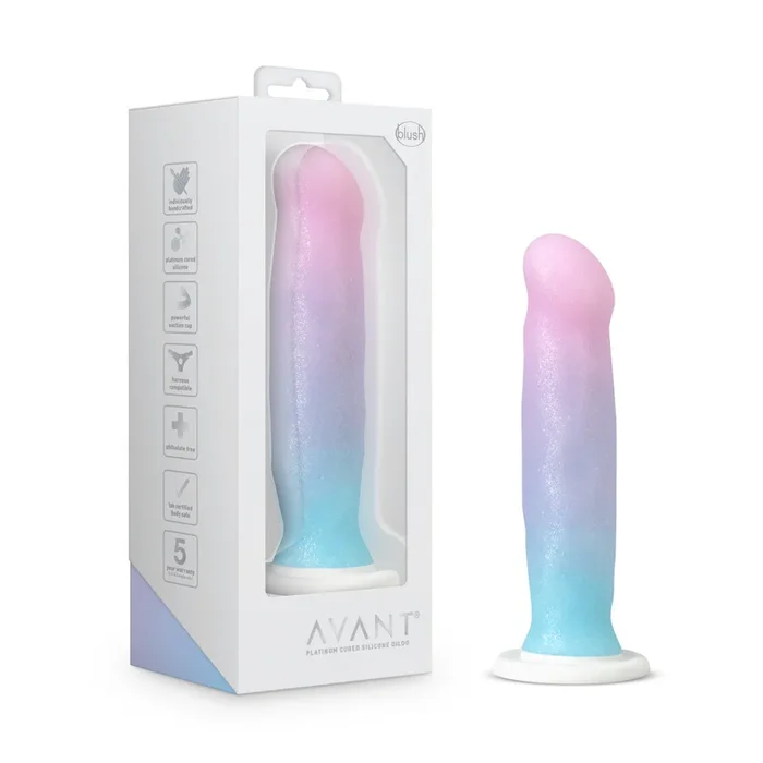 Avant By Blush® | Lucky D17: Artisan 8 Inch Dildo with Suction Cup Base – Elegantly Made with Smooth Ultrasilk® Purio™ Silicone