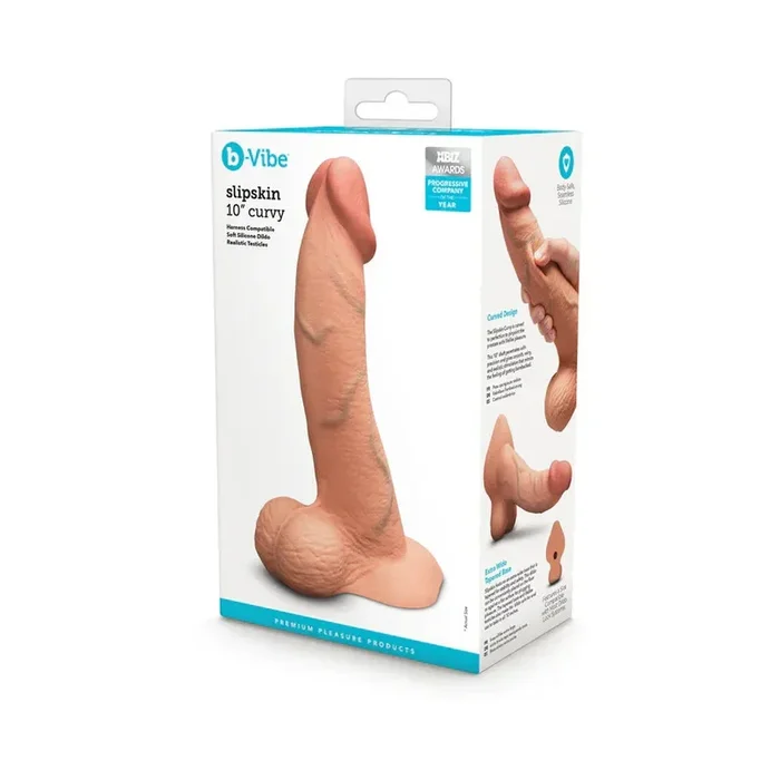 b-Vibe Slipskin Realistic Silicone Dildo 10 in. Curved
