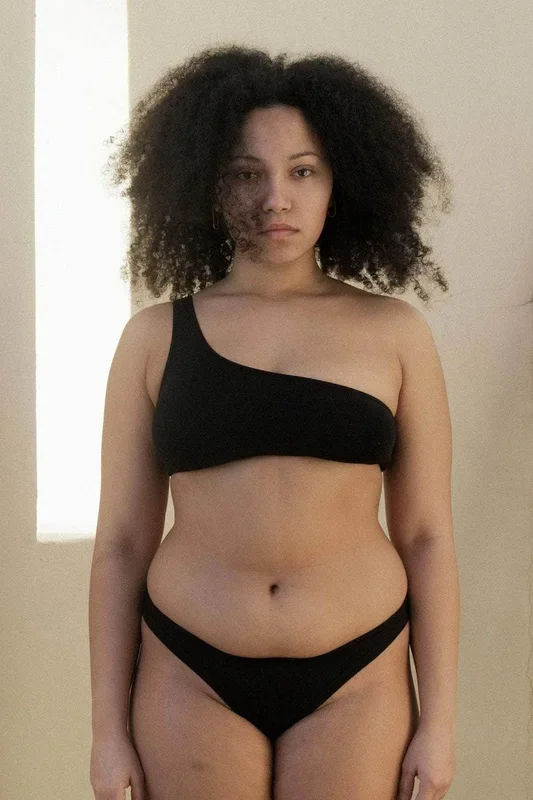 Baserange | Una One Shoulder Top, Bamboo Lyocell Bralette (Black)