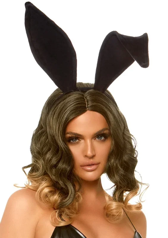Bendable Velvet Bunny Rabbit Ears – Black