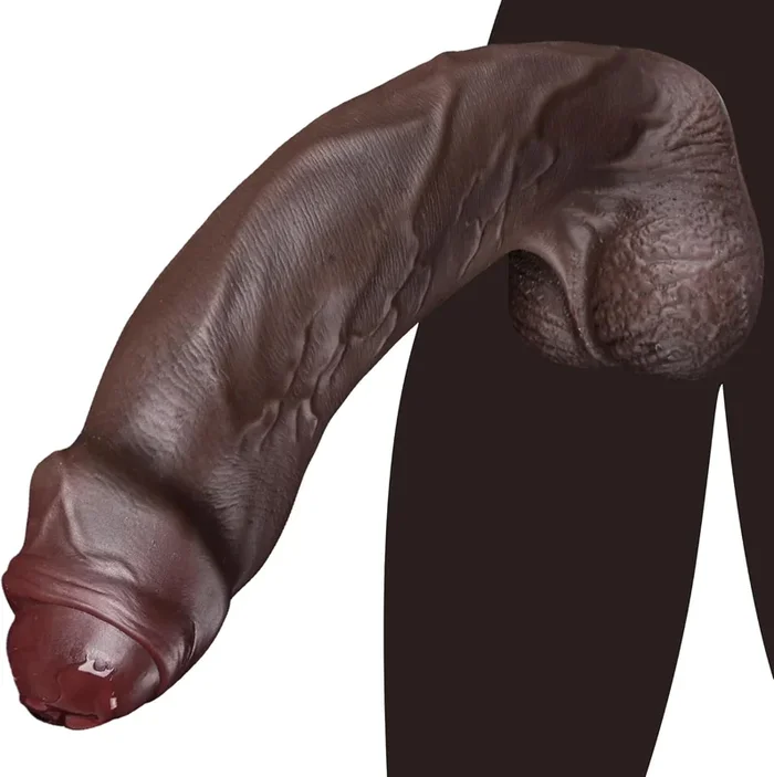 Big Dildo Realistic Silicone Foreskin Type with Suction Cup
