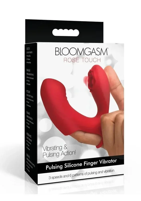 Bloomgasm Rose Touch Pulsing Rechargeable Silicone Finger Vibrator – Double the Sensation, Double the Pleasure!