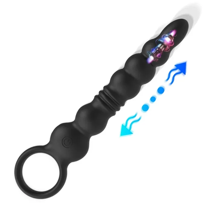 Bluetooth APP Remote Control Thrusting Prostate Massager with 9 Modes & Penis Ring & Anal Beads