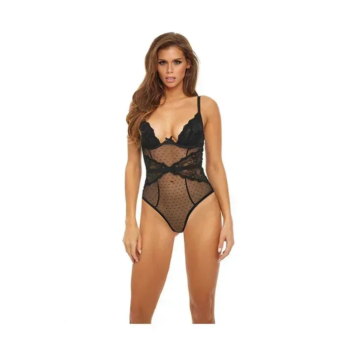 Bombshell Lace & Mesh Teddy – Black