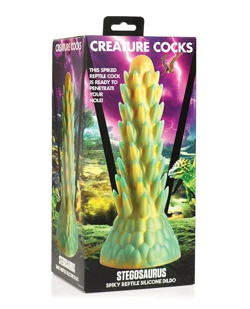 Creature Cocks Stegosaurus Spiky Reptile Silicone Dildo – Teal/gold