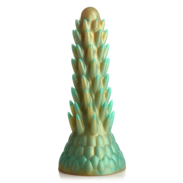 Creature Cocks Stegosaurus Spiky Reptile Silicone Dildo Gold Teal