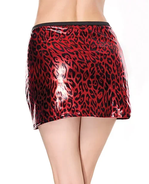 Darque Metallic Wet Look Skirt – Red/Black MD