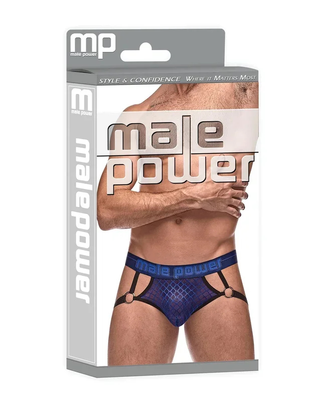 Diamond Mesh Jock Ring Navy Blue L XL By Male Power