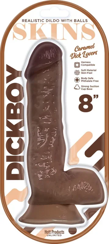 Dickboy – Skins – Dildo With Balls – 8 Inch – Caramel Dick Lover