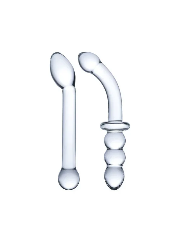 Double Pleasure Glass G-Spot Dildo 2-Piece Set