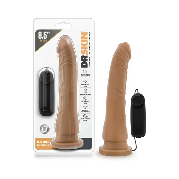 Dr. Skin 8.5 in. Vibrating Realistic Cock with Suction Cup Tan