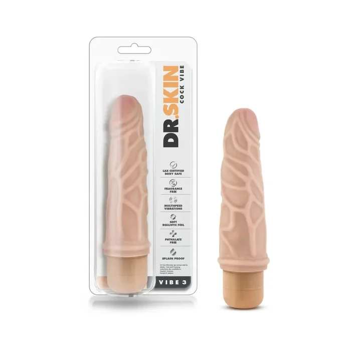 Dr. Skin Cock Vibe 3 Realistic 7.25 in. Vibrating Dildo Beige
