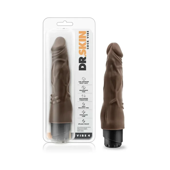 Dr. Skin Cock Vibe 4 Realistic 8 in. Vibrating Dildo Brown