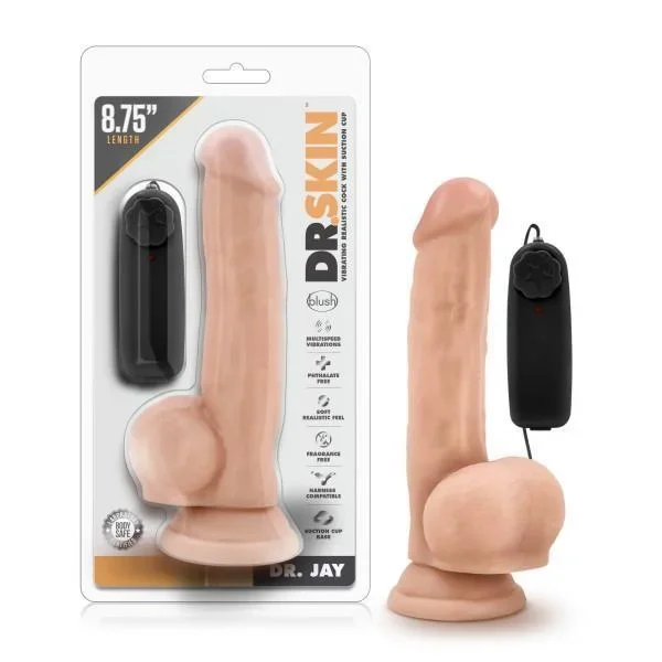 Dr. Skin Dr. Jay 8.75in Vibrating Cock W- Suction Cup Vanilla