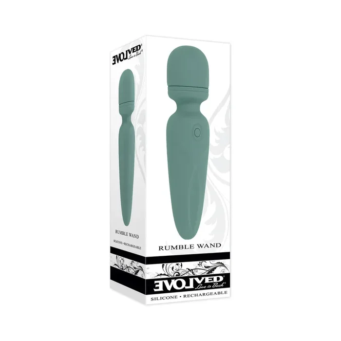 Evolved Rumble Wand Rechargeable Vibrating Mini Wand Silicone Green