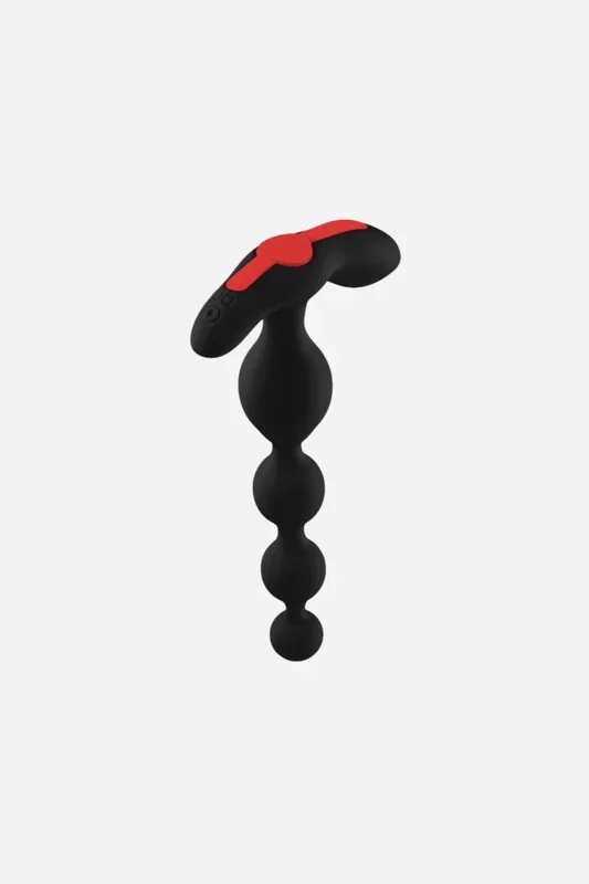 Femme Fun Flexible Vibrating Anal Beads in Black/Red