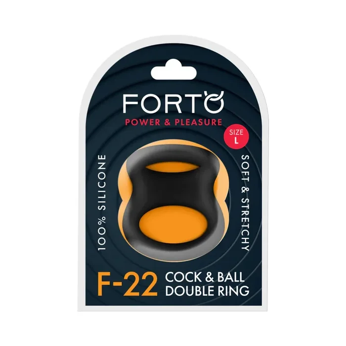 Forto F-22 Liquid Silicone Cock & Ball D-Ring Large Black