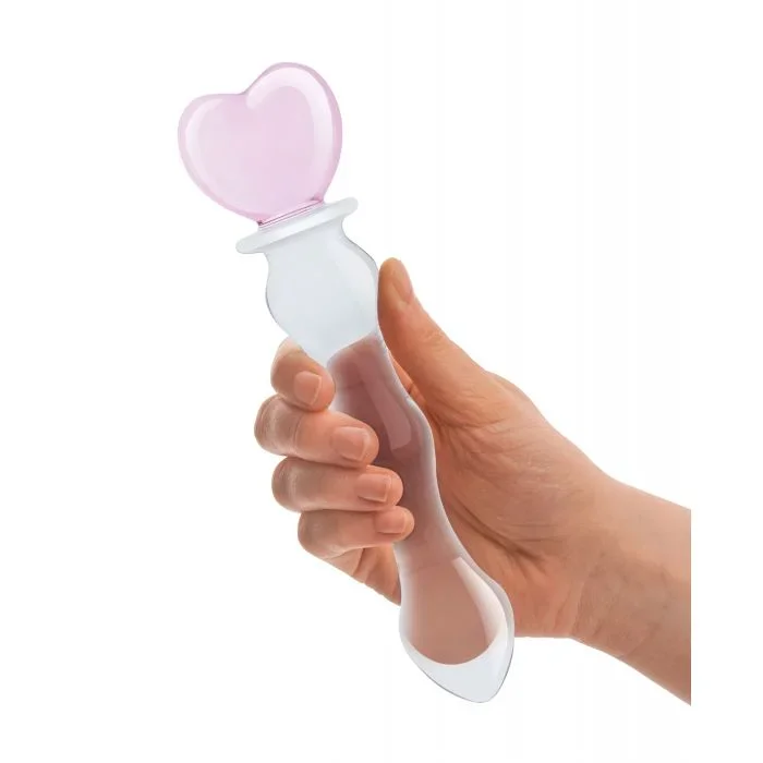 Glas 8″ Sweetheart Glass Dildo – Pink/Clear