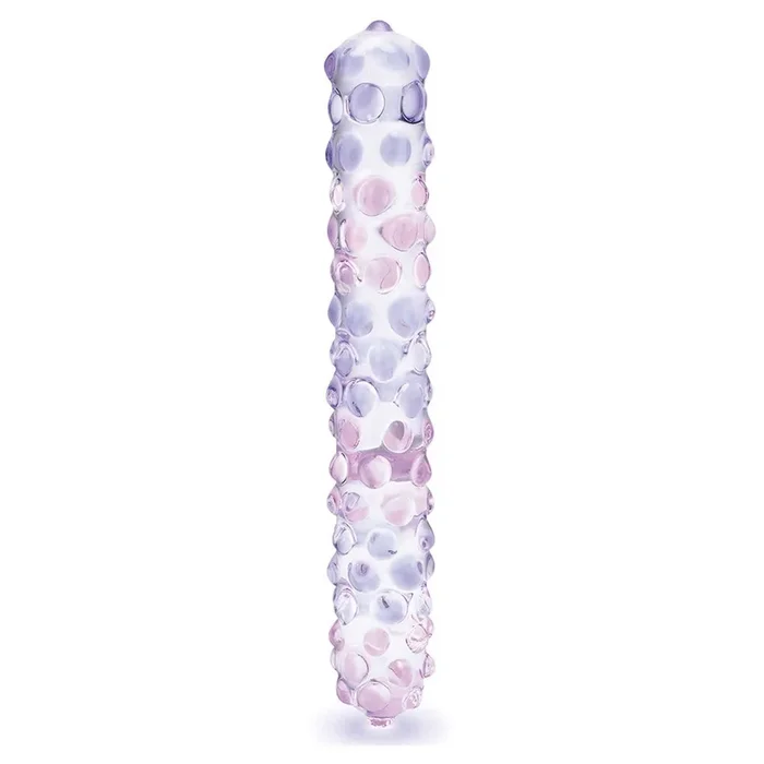 Glas Purple Rose Glass Nubby Dildo 9in – Clear/Pink