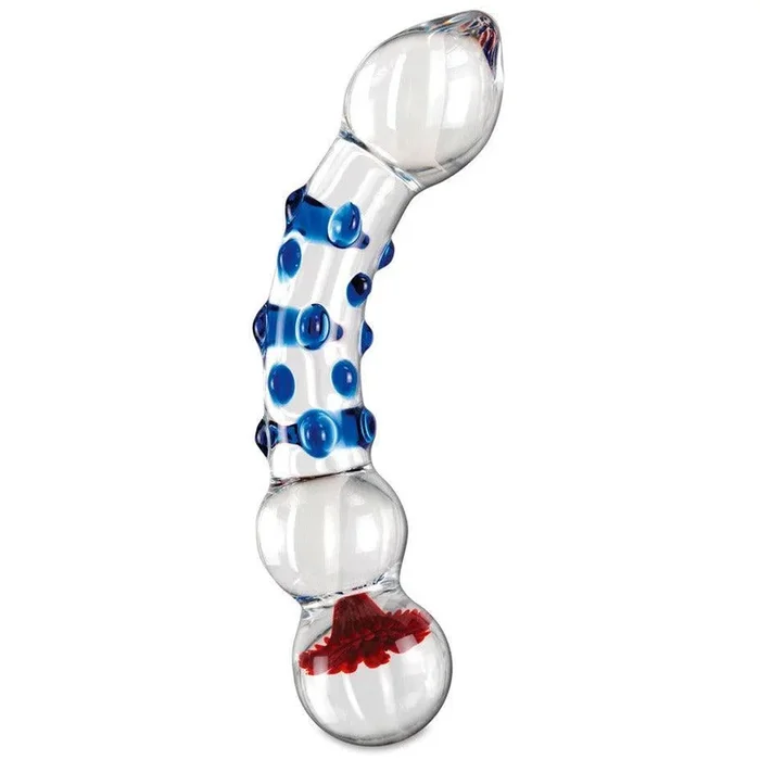 Glass dildo “No 18” with knobs – handmade dildo (transparent/blue)