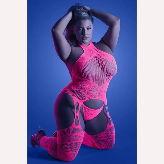 Glow Captivating Bodystocking Set Neon Pink Q/s(out Apr)