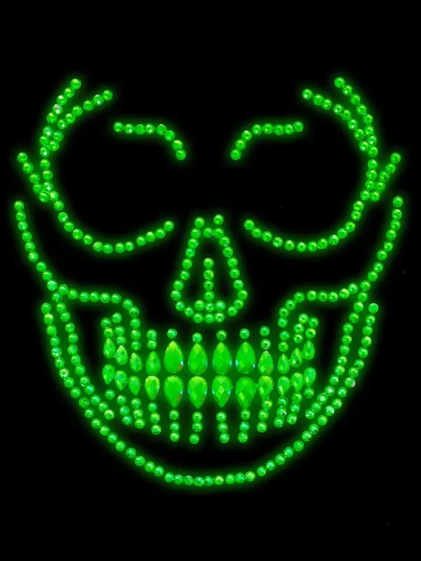 Glow in the Dark Skull Face Jewels Sticker