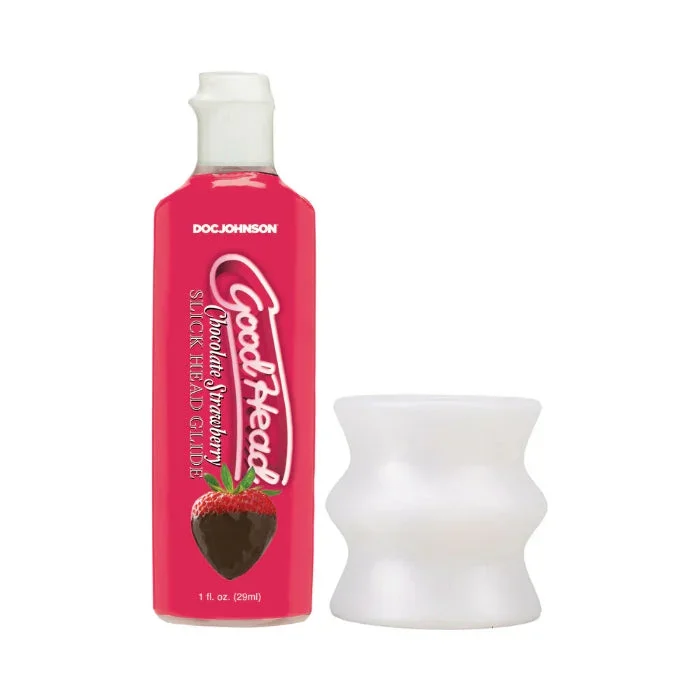 GoodHead Honeymoon Head Kit With Open-Ended Silicone Stroker And Chocolate Strawberry Flavored Slick Head Glide