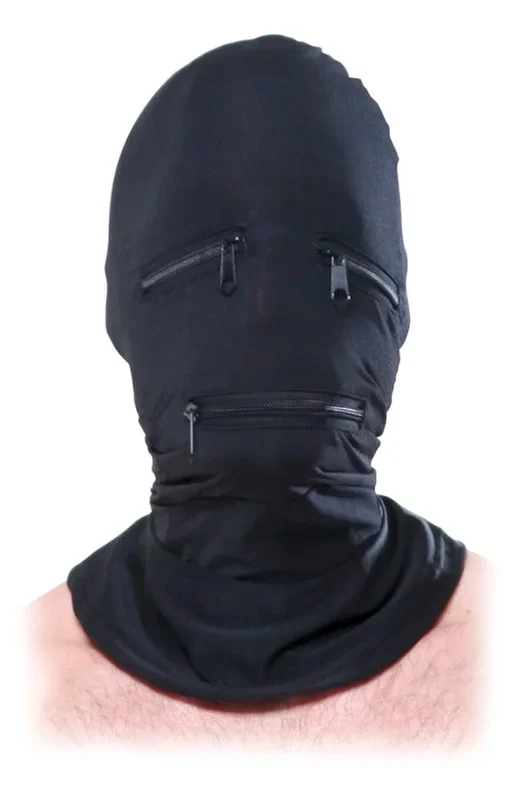 Head mask zipper