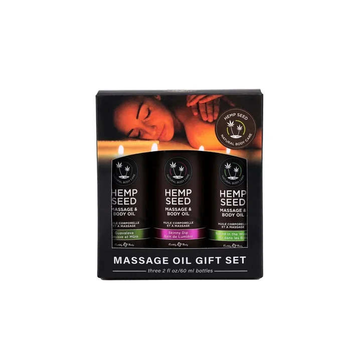 Hemp Seed Massage and Body Oil Gift Set – – 3 Pack – 2 Fl. Oz. Bottles