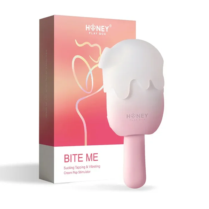 Honey Play Box Bite Me Sucking Tapping & Vibrating Cream Pop Stimulator Pink