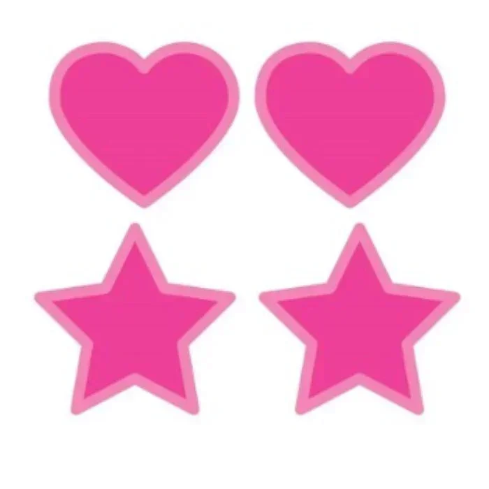 Hot Pink Glow-in-the-Dark Hearts & Stars Pasties