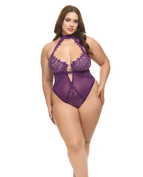 Kennedy Lace and Mesh Teddy – Purple 2X