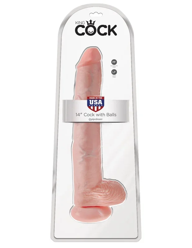 King Cock 14 in. Cock with Balls Flesh