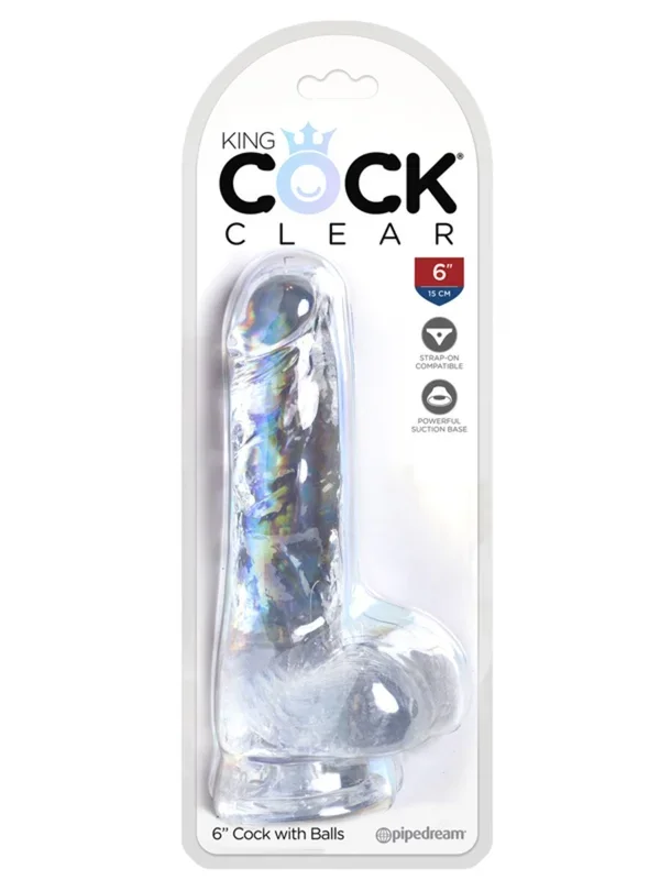 King Cock 6 Cock with Balls Clear