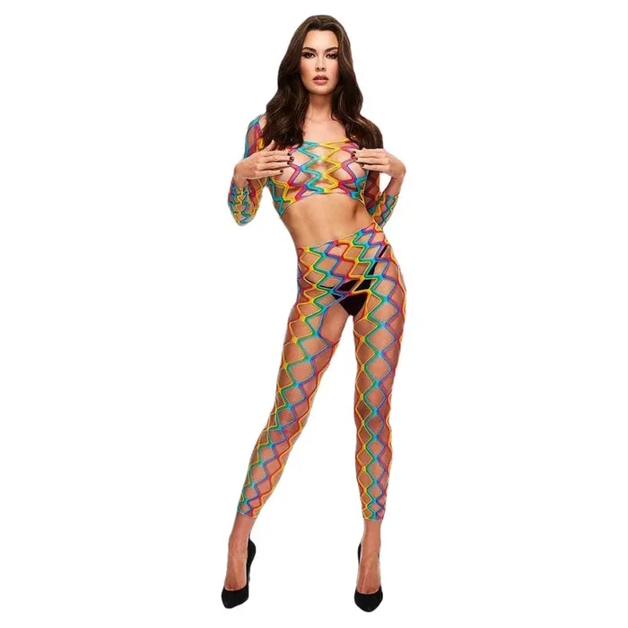 Lapdance 2-Piece Rainbow Crop Top and Pants Set