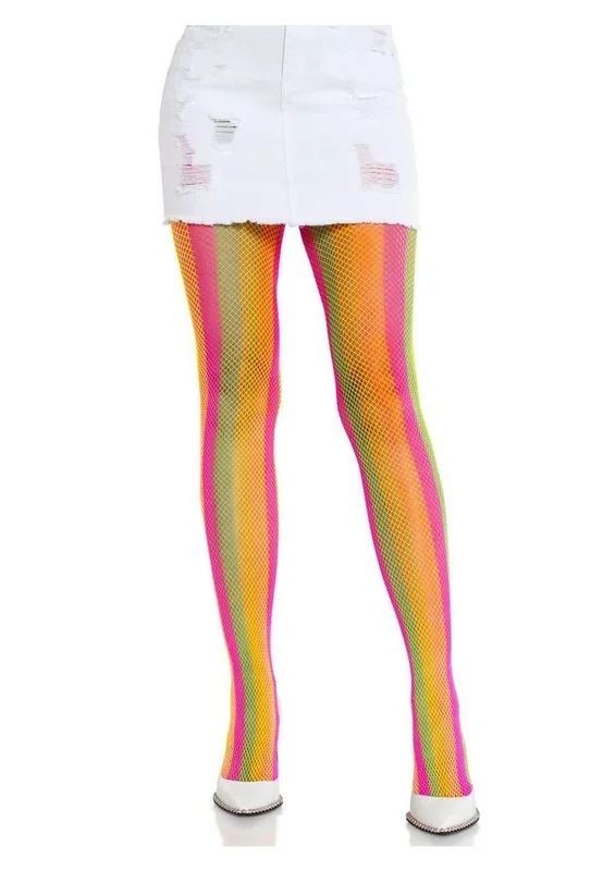 Leg Avenue Neon Rainbow Striped Tights