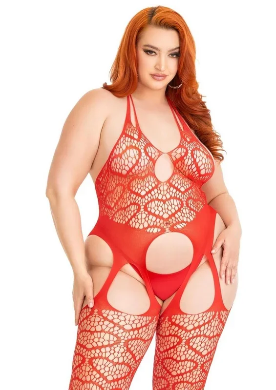 Leg Avenue Seamless Heart Net Suspender Bodystocking