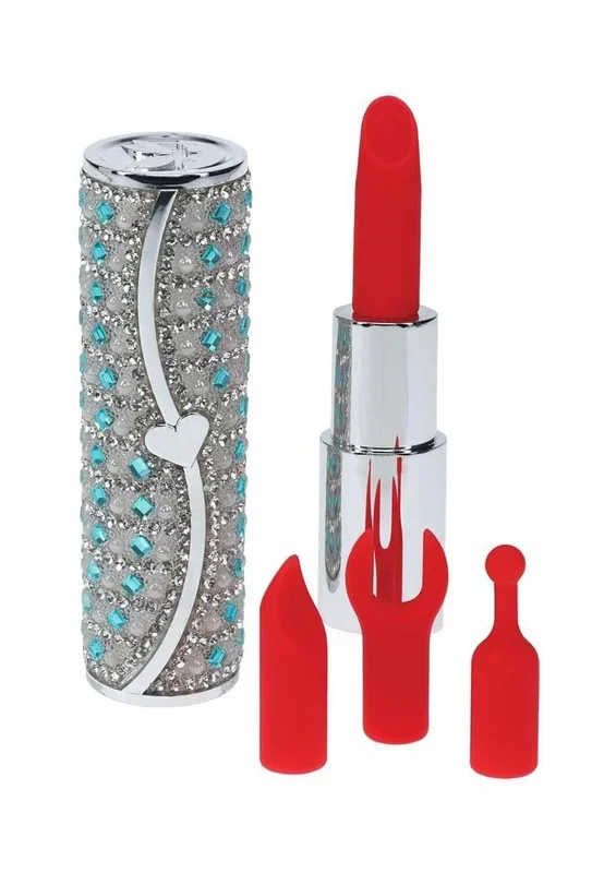 Loveline Tiffany Lipstick Rechargeable Silicone Vibrator with Interchangeable Heads