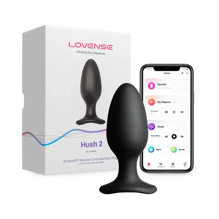 Lovense Hush 2 Bluetooth Remote-Controlled Vibrating Butt Plug L 2.25 in.