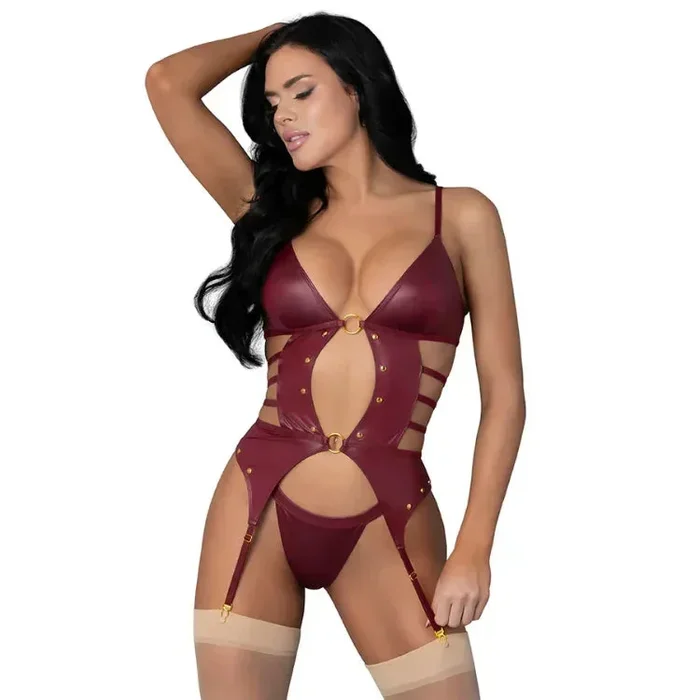 Lust Fetish Kira Burgundy Basque Set