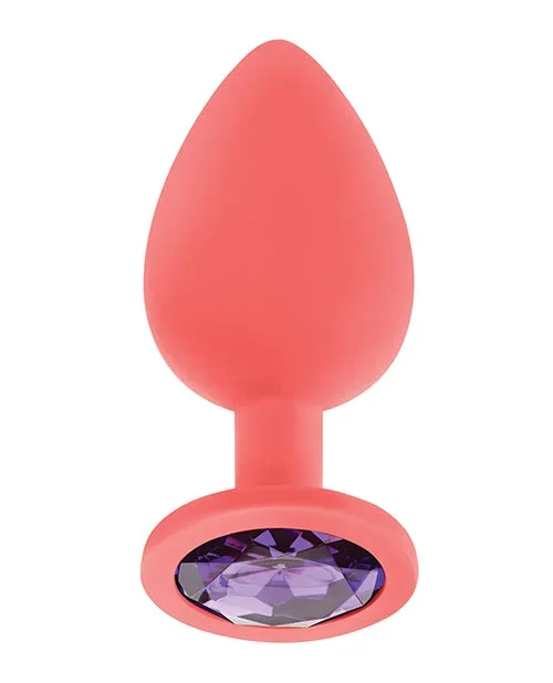 Luv Inc Jeweled Plug Large in Coral