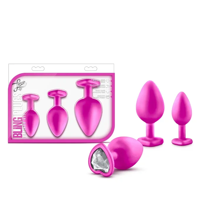 Luxe – Bling Plugs Training Kit – Pink with White Gems