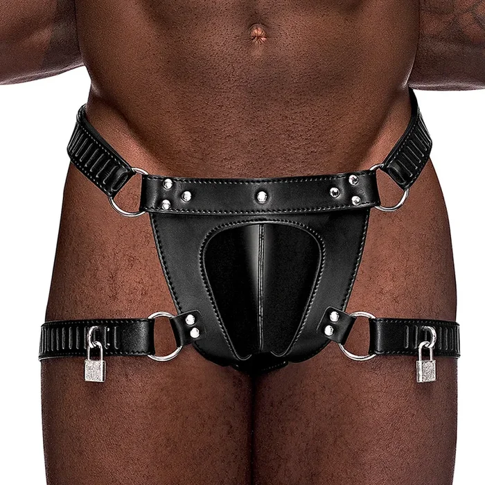 Male Power Scorpio Faux Leather Chastity Shorts